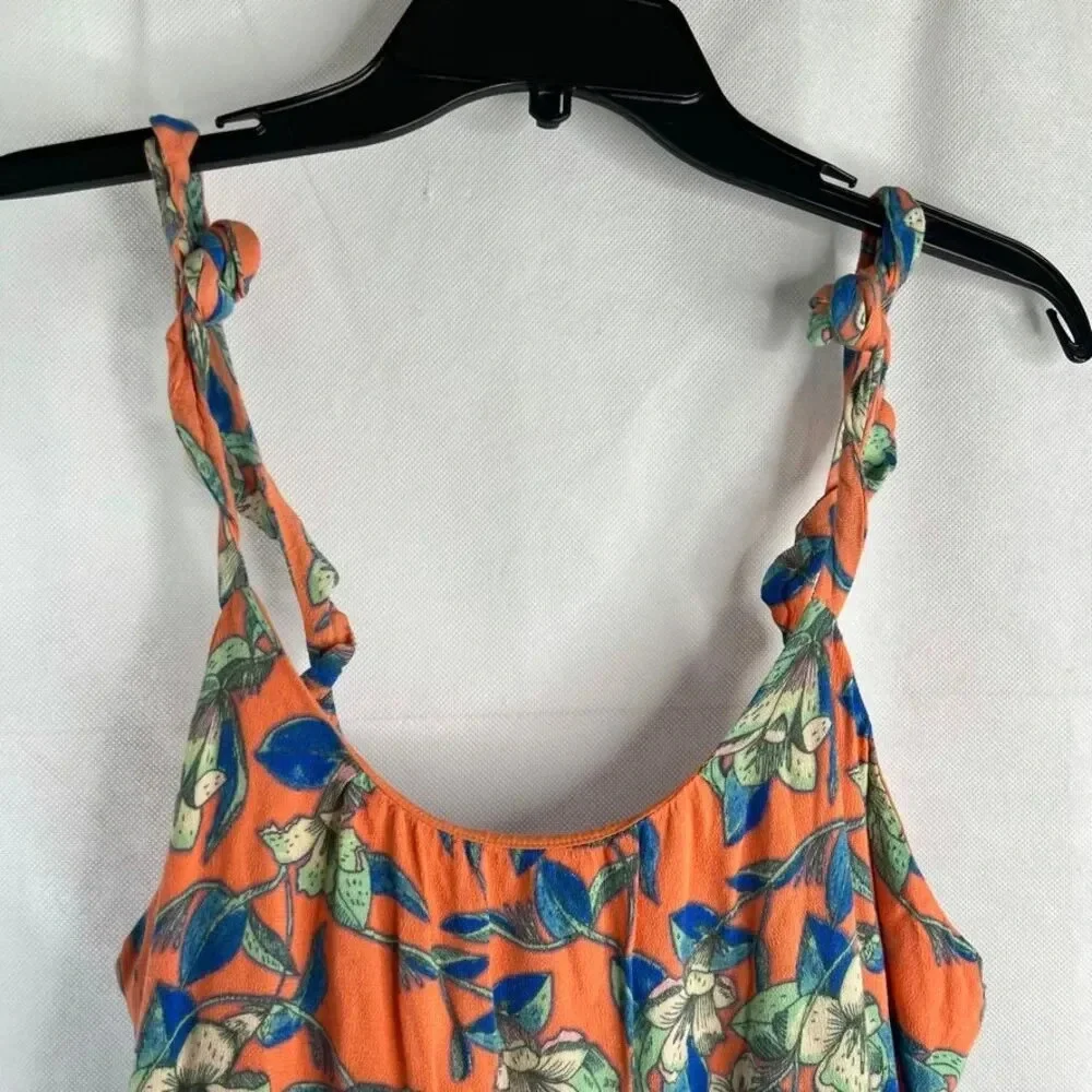 Free People Dear You Orange Floral Micro Mini Slip Dress Beachy Boho Sz MD - Picture 3 of 9